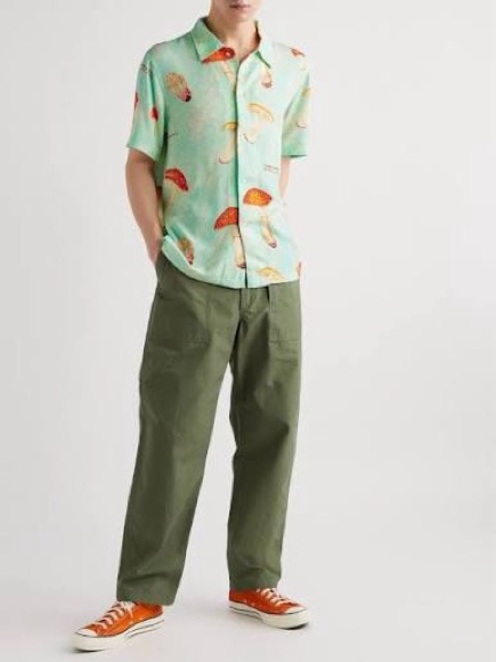 Edwin “Sunday Picking” Mushroom Print Shirt • Size Medium • Japanese Streetwear